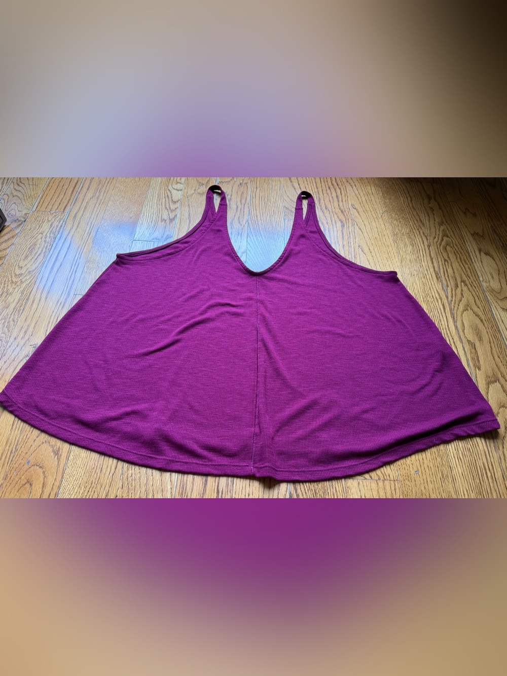 Free People Intimately Ribbed Tank Top Purple Maroon V-Back Camisole Size L